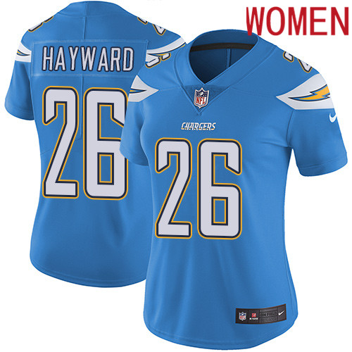 2019 Women Los Angeles Chargers #26 Hayward light blue Nike Vapor Untouchable Limited NFL Jersey->women nfl jersey->Women Jersey